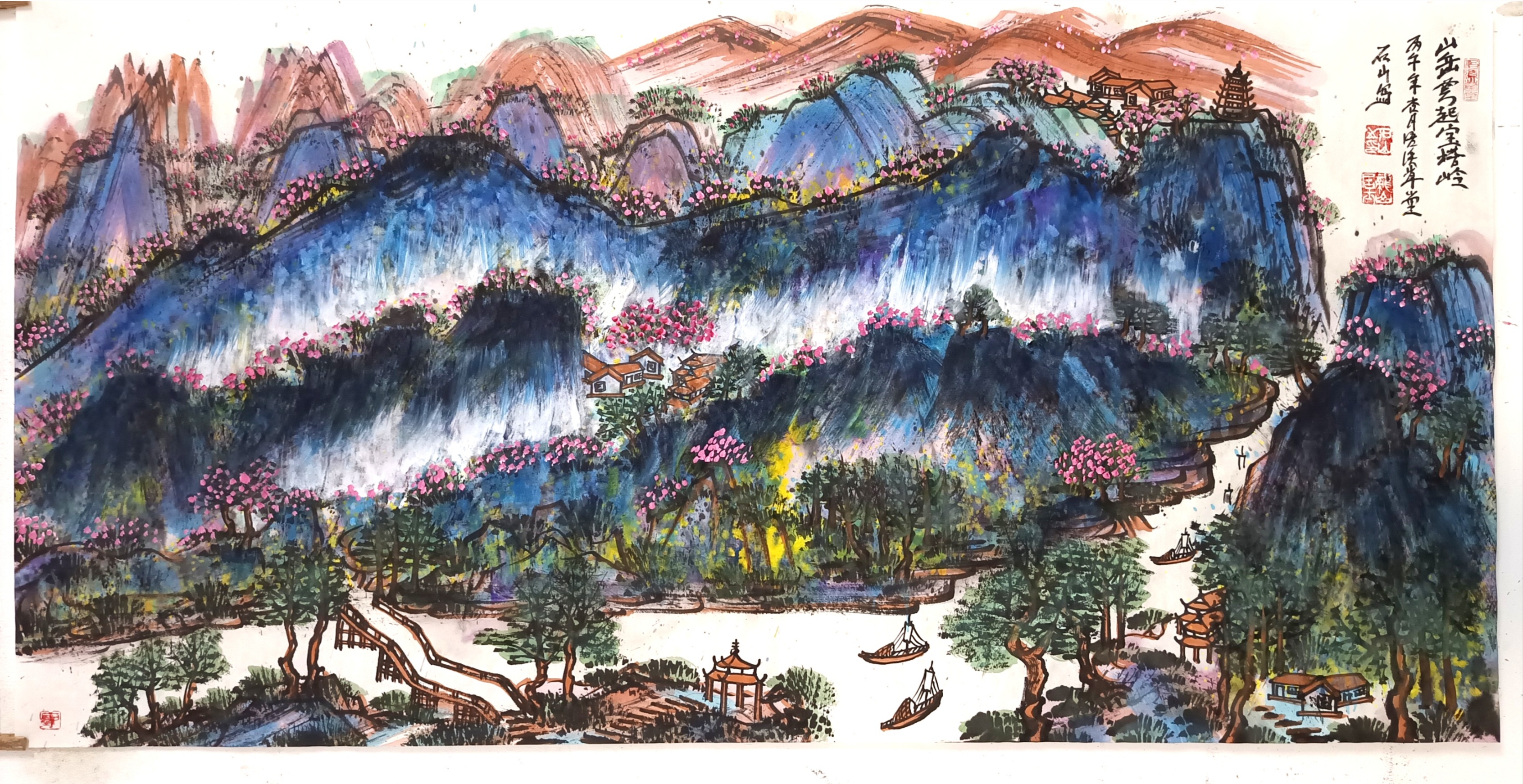 四尺横幅泼墨泼彩山水画系列请欣赏