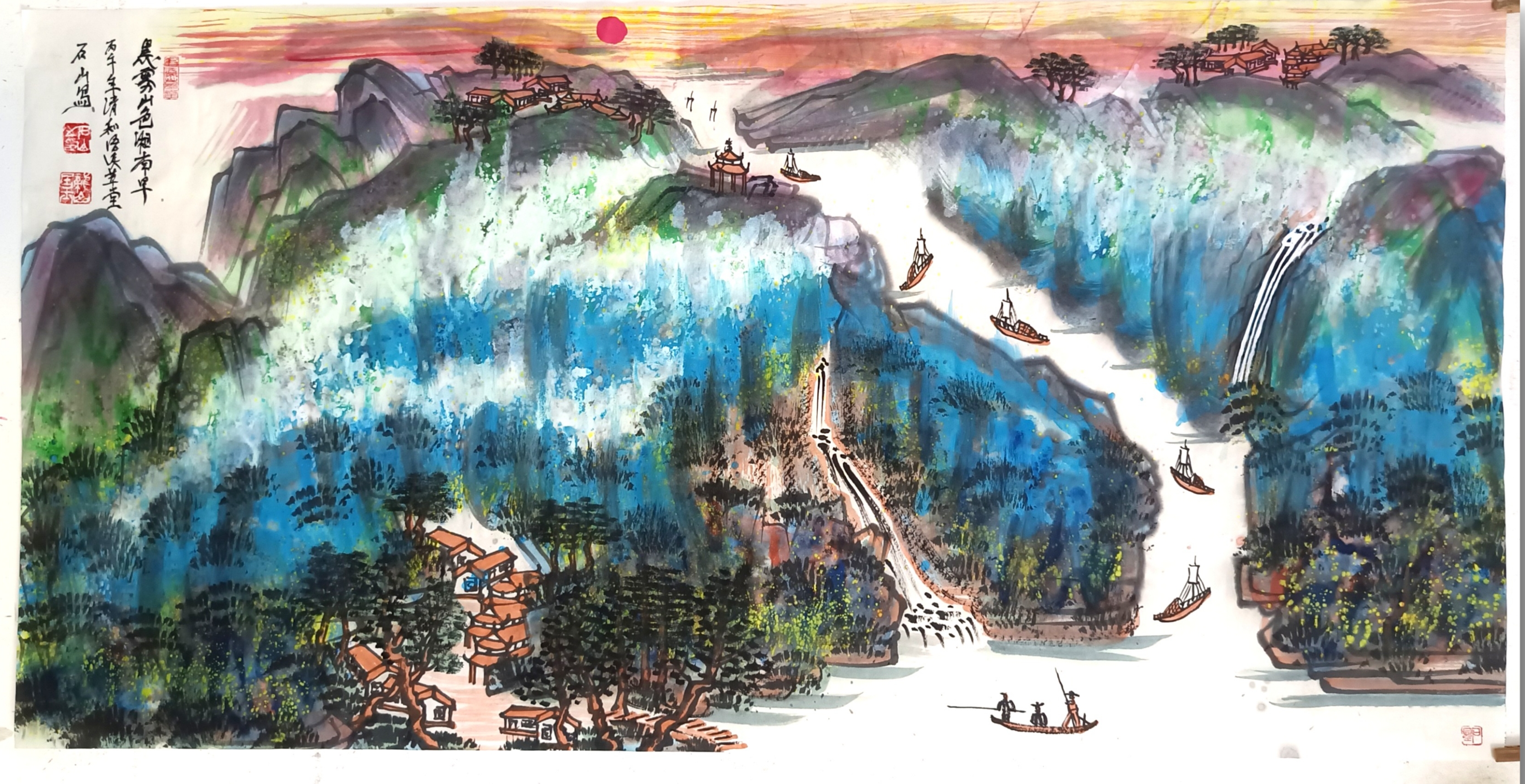 四尺横幅泼墨泼彩山水画系列请欣赏