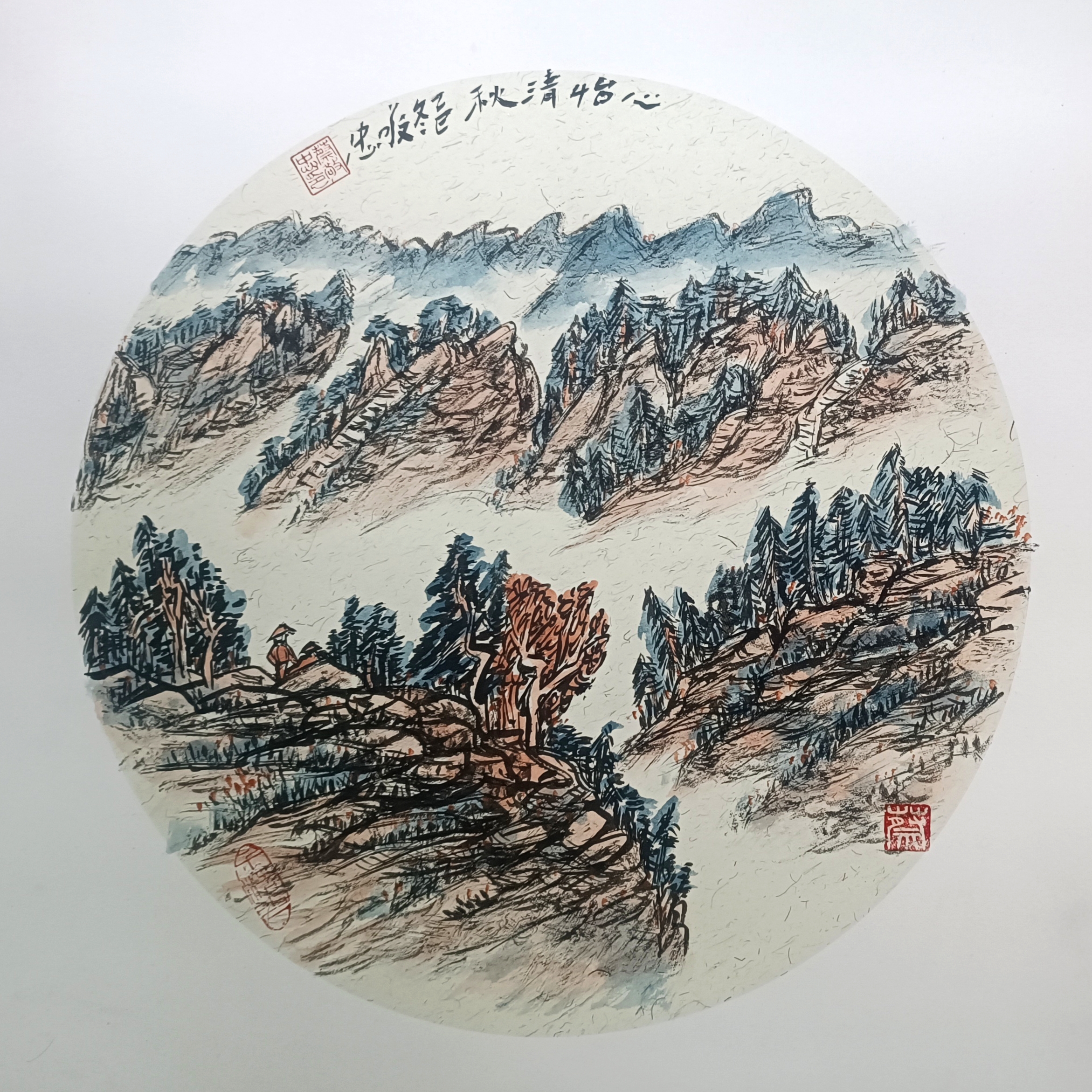 线墨山水画作品50✘50cm🌹🌹🌹