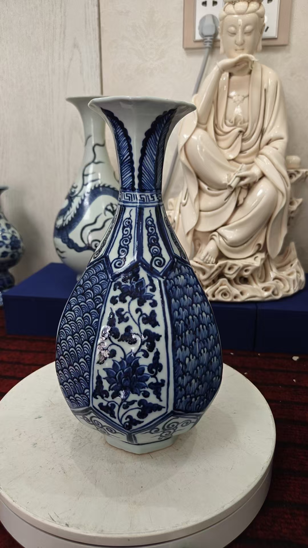 元青花八菱海水缠枝莲玉壶春瓶🙏