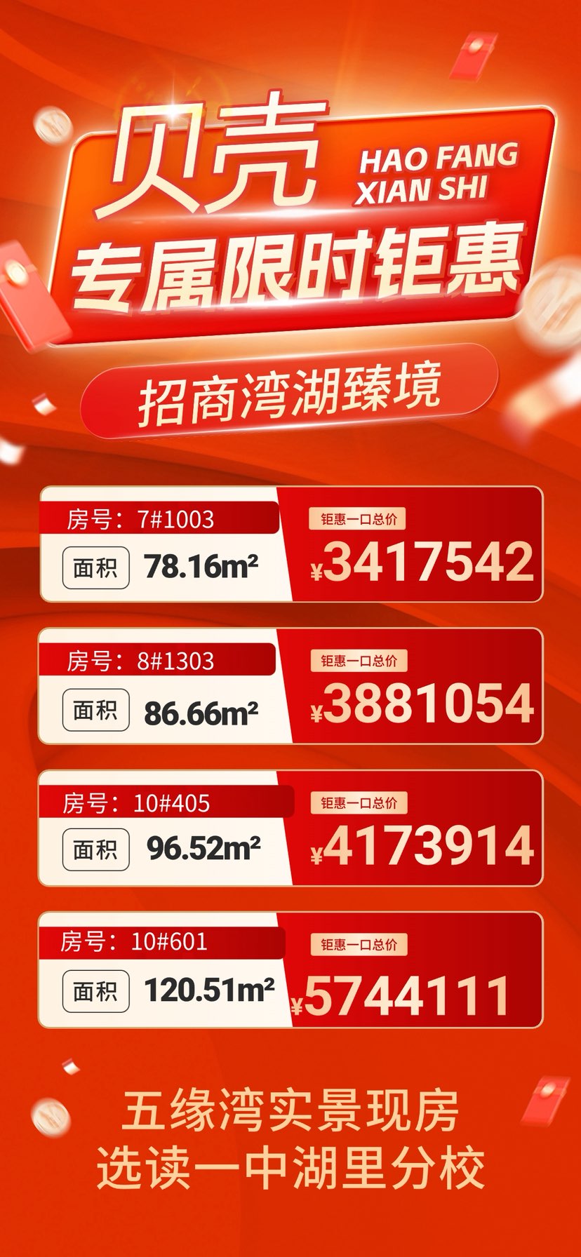 湾湖臻境贝壳专属好房‼️
好楼层｜高性价｜一中分校✌️
💵总价3️⃣字头买五缘湾三房两卫
   实景