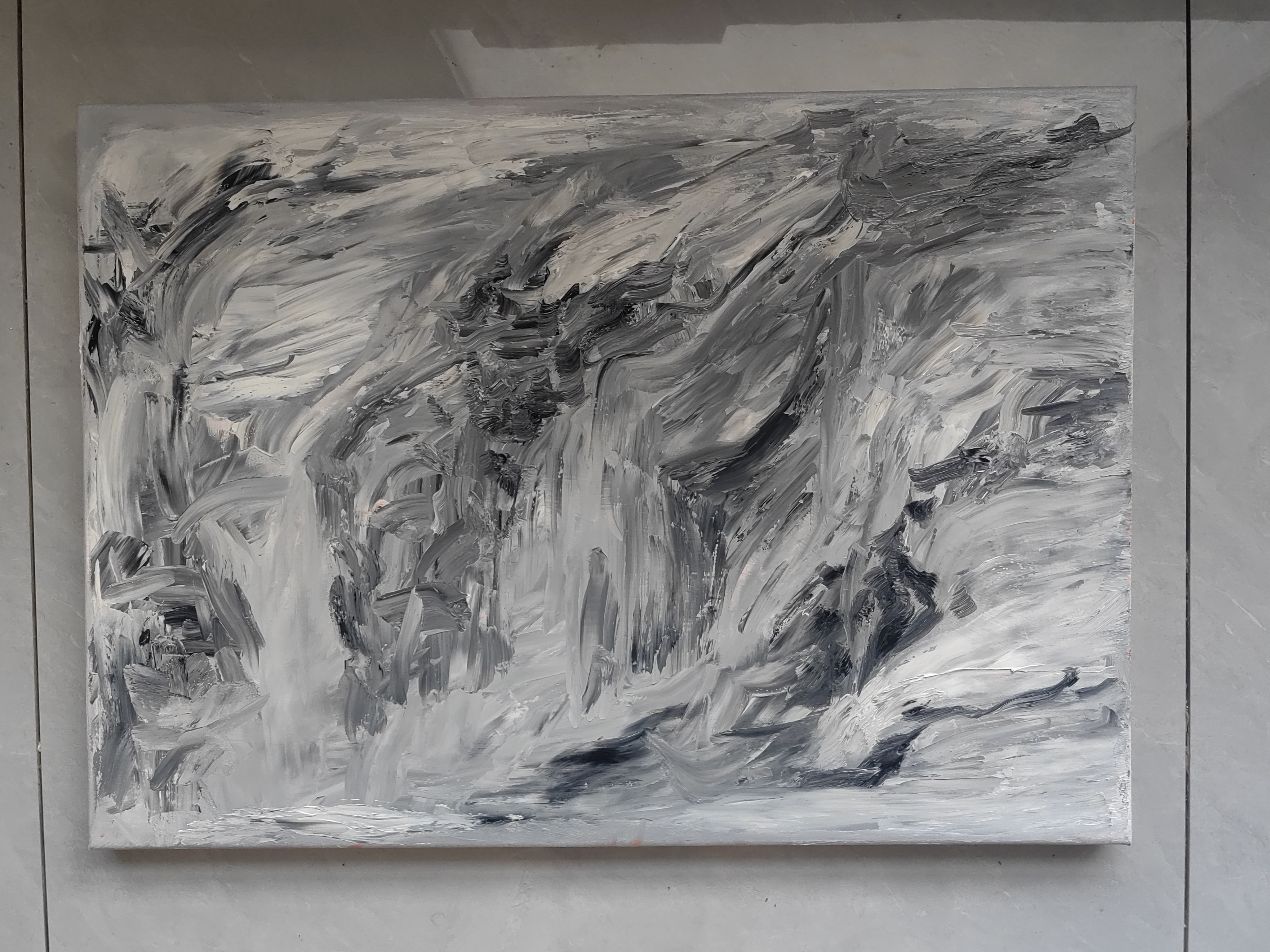 今晚创作的油画《壑境万象》系列作品第6号，尺寸：50cmx70cm,国产亚麻厚框