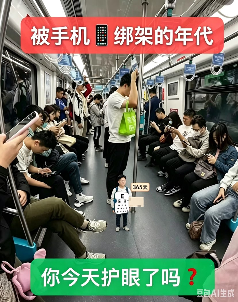 [拥抱]被手机绑架的年代
👉睡醒：👀摸手机📱
👉吃饭：👀看手机📱
👉无聊：👀玩手机📱
手机很辛苦👀眼