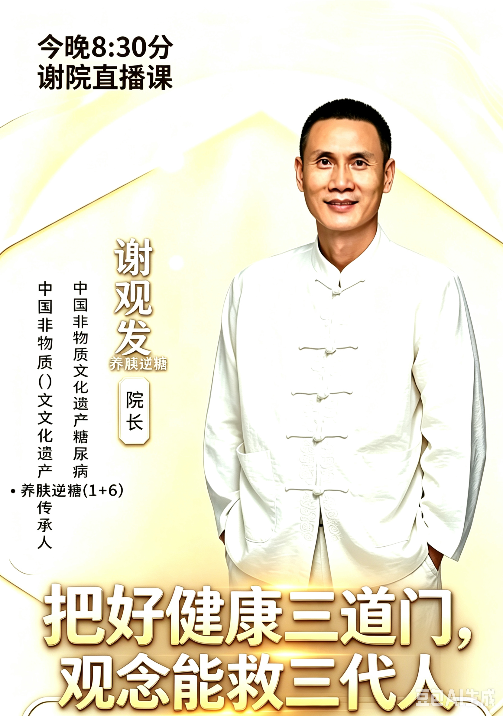 🔥今晚8:30｜谢院直播课，
把好健康三道门，观念能救三代人，
 
一个家庭，健康观念对了，少走很多