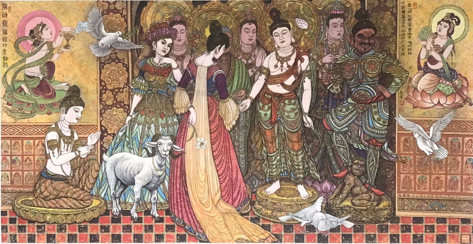 我的八尺白描重彩巨作《开启新丝路的金钥匙》已由＂世界文化艺术联合总会＂向世界主要媒体发表…。