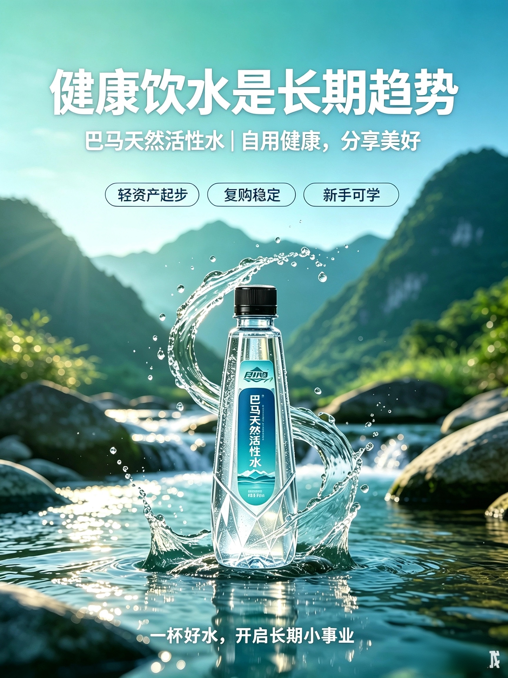很多人都在布局大健康赛道💧
饮水是人人离不开的刚需。

巴马天然活性水，把健康分享给更多人
✅不用囤