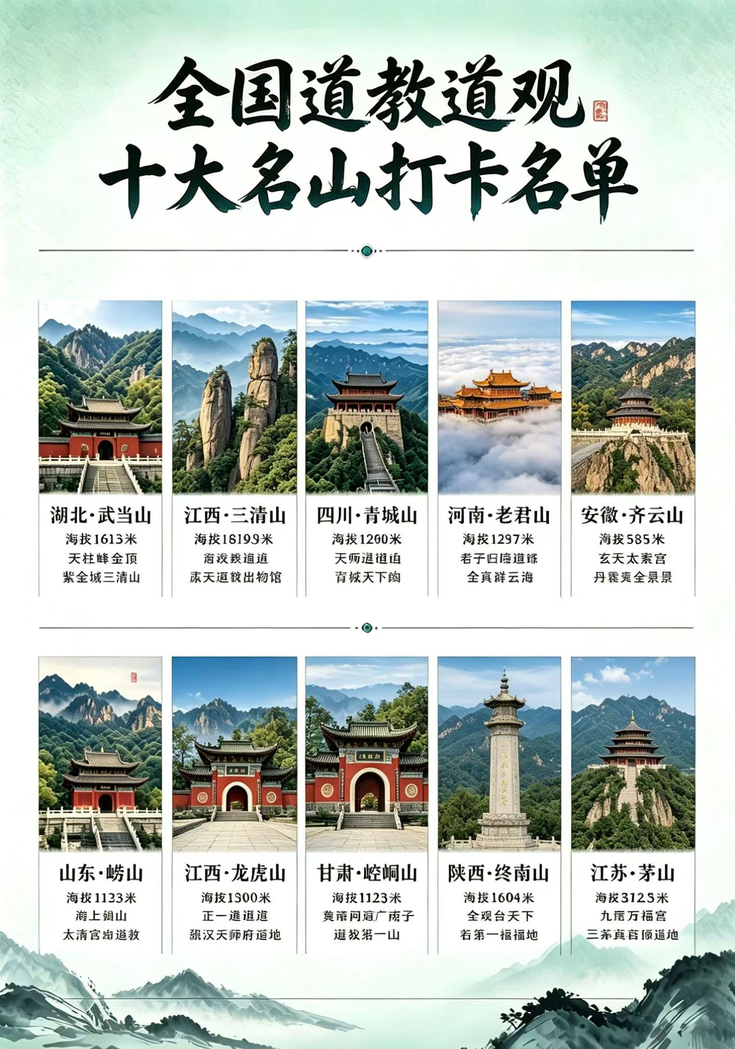 全国十大名山打卡名单